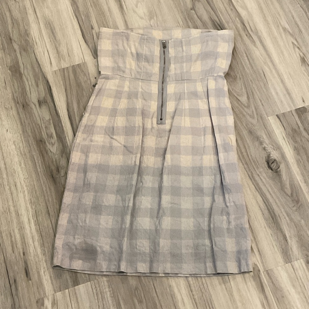 GAP Beige and Gray Checkered plaid Strapless Dress, Spring, Summer, Easter - Picture 4 of 8
